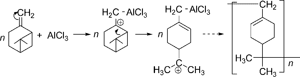 Cationic polymerisation of β-pinene.