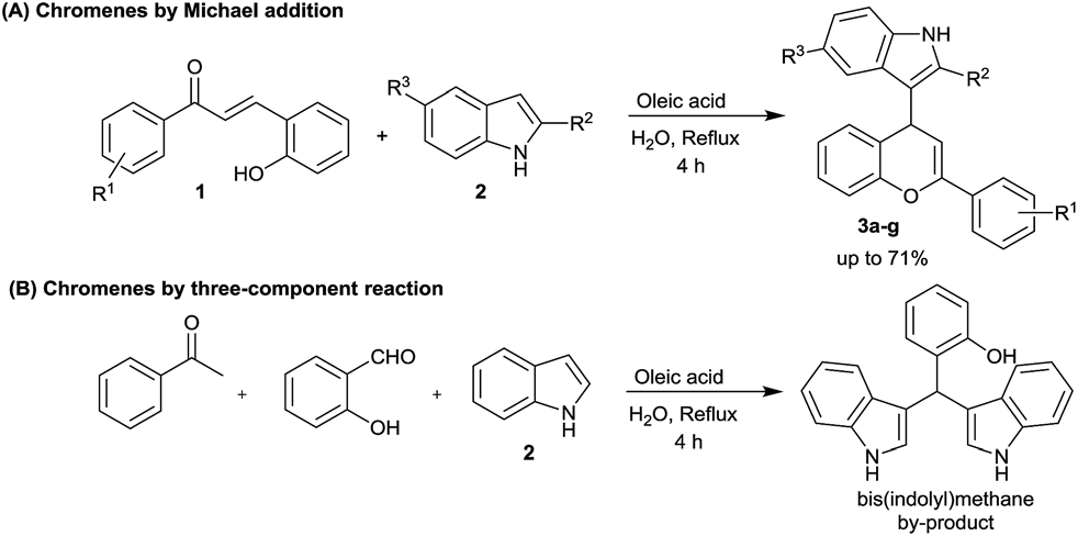 Oleic acid catalysed 4H-chromene synthesis.