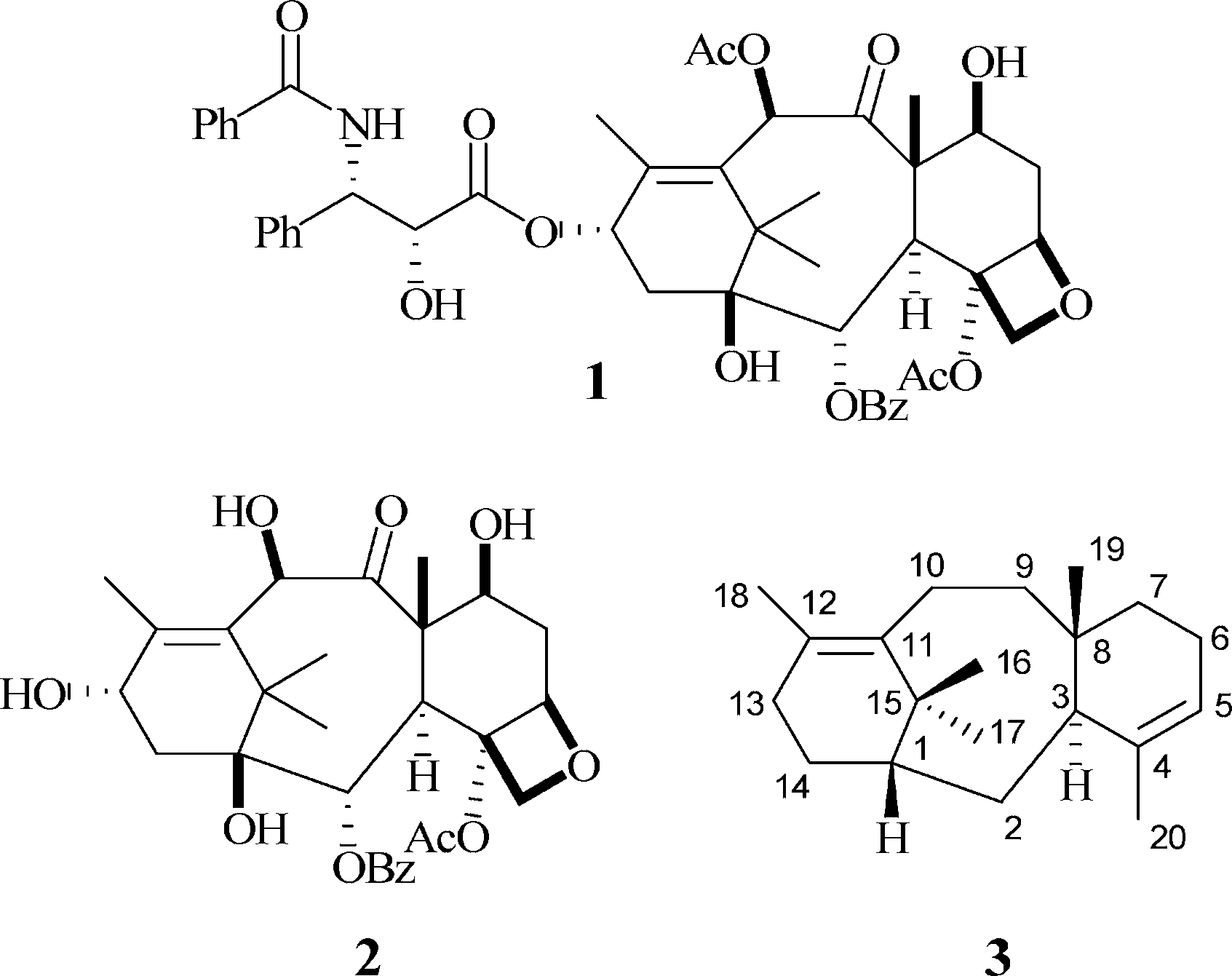 Structures of taxane diterpenes.