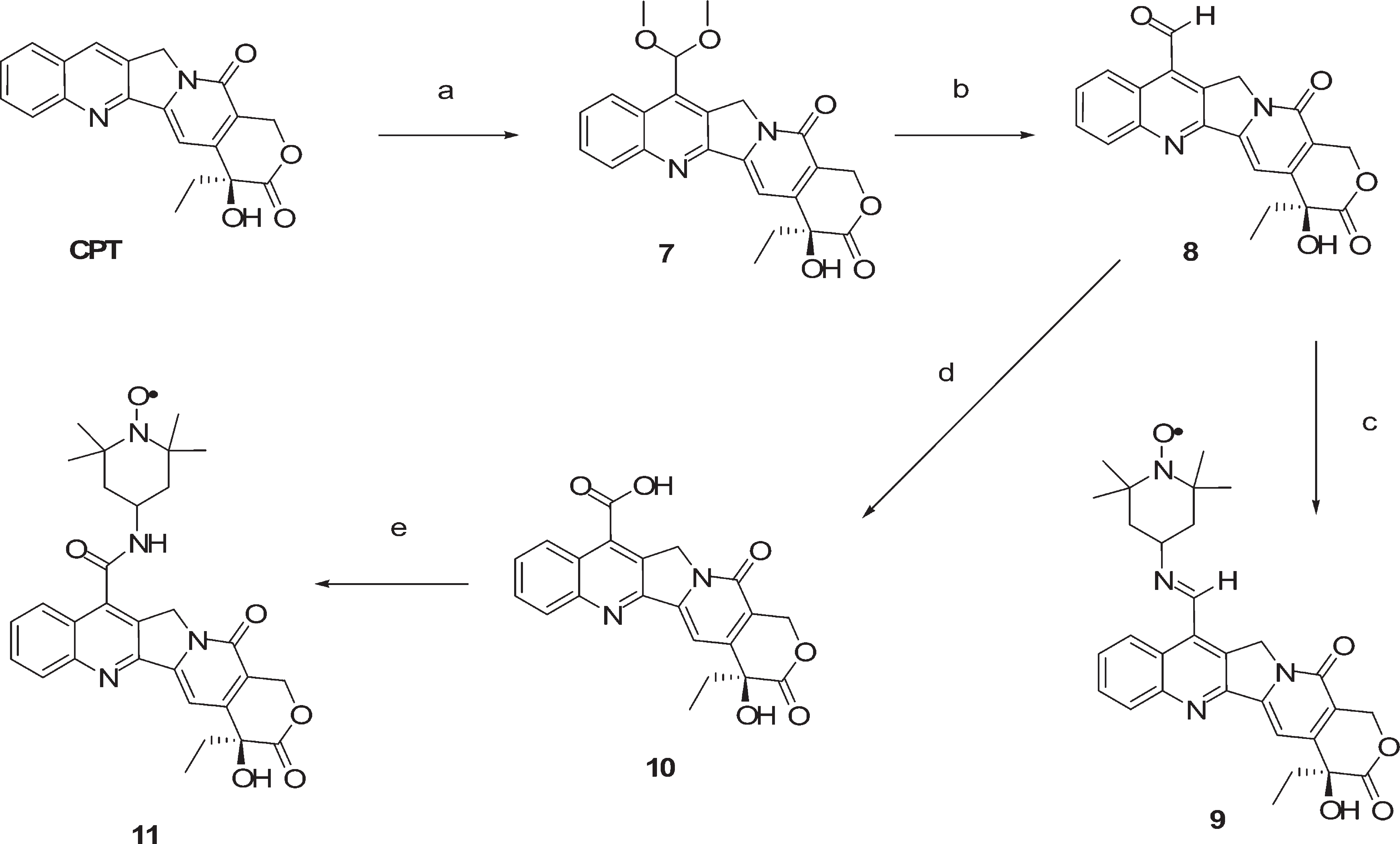Synthesis Routes of the TEMPO-Substituted Campthotecin Derivatives