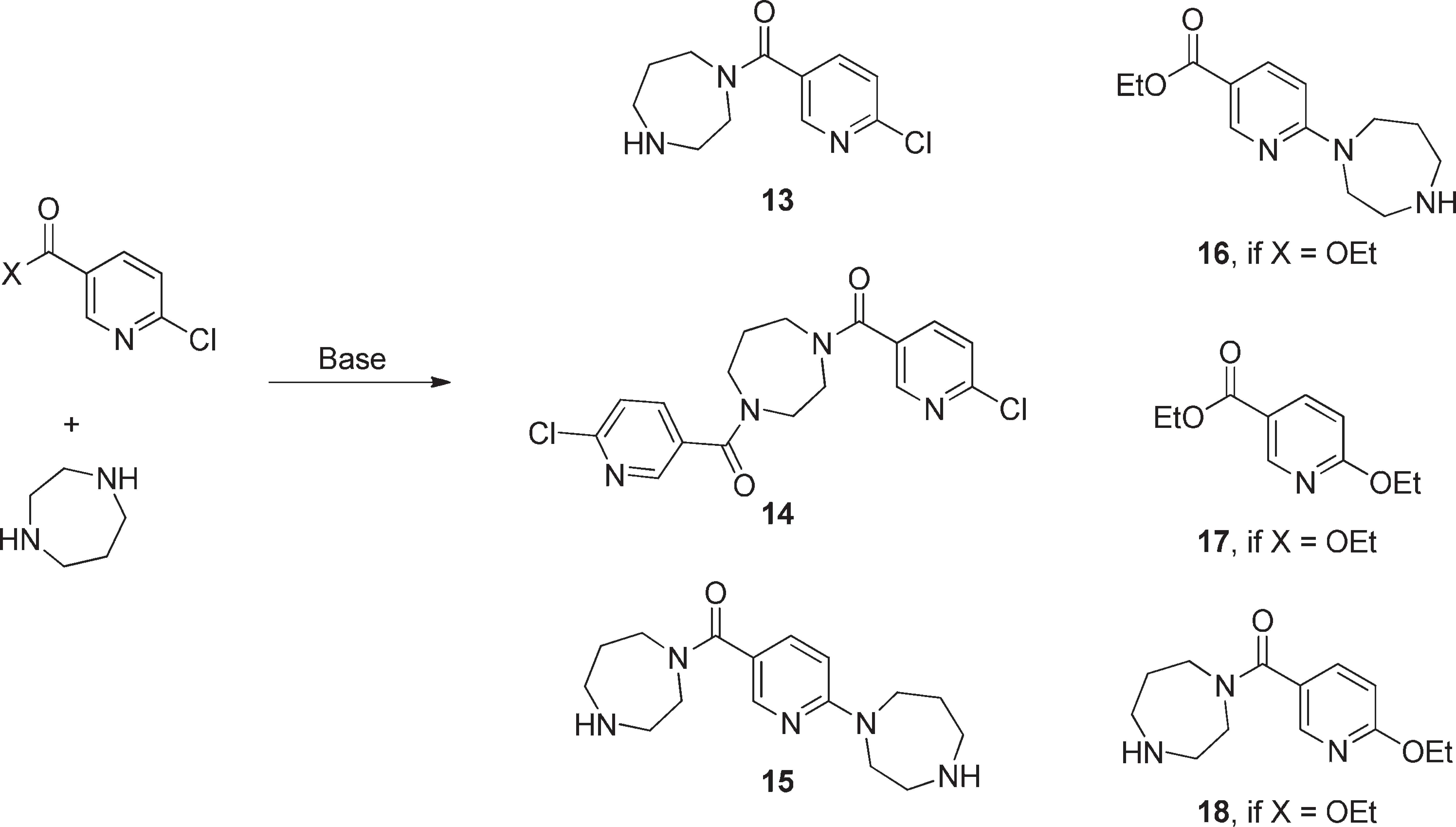 Potential Products in Reaction between 6-Chloronicotinic Acid Derivatives and Homopiperazine