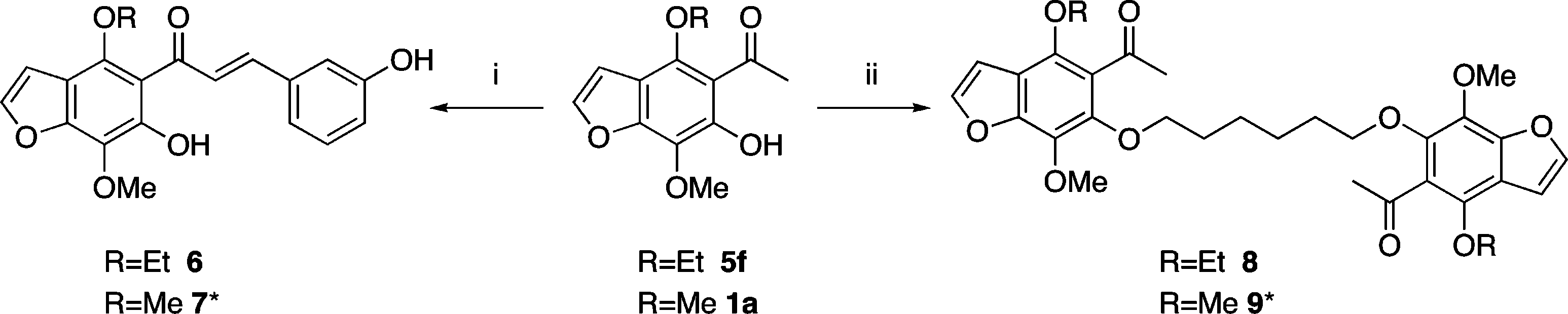 Synthesis of the Chalcone 6 and the Dimer 8 of the 4-Ethyl Analogue 5fa