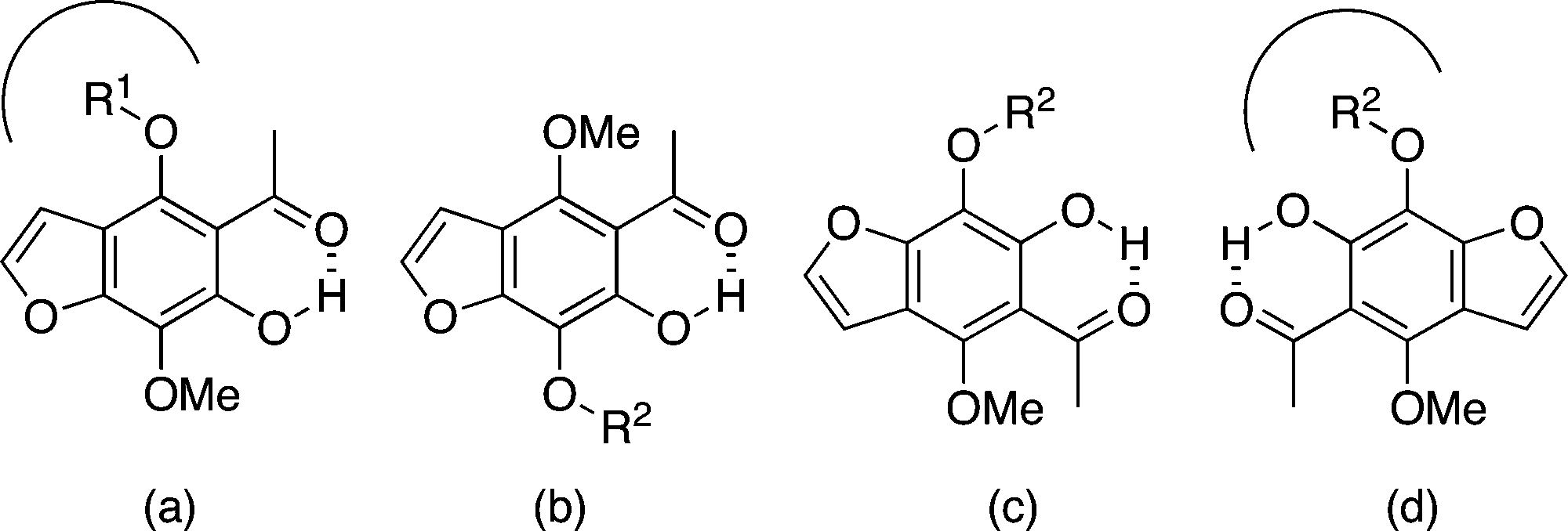 Pseudo-symmetry in the khellinone analogues.