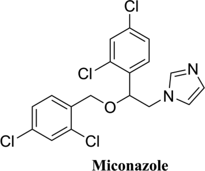 The structure of miconazole.