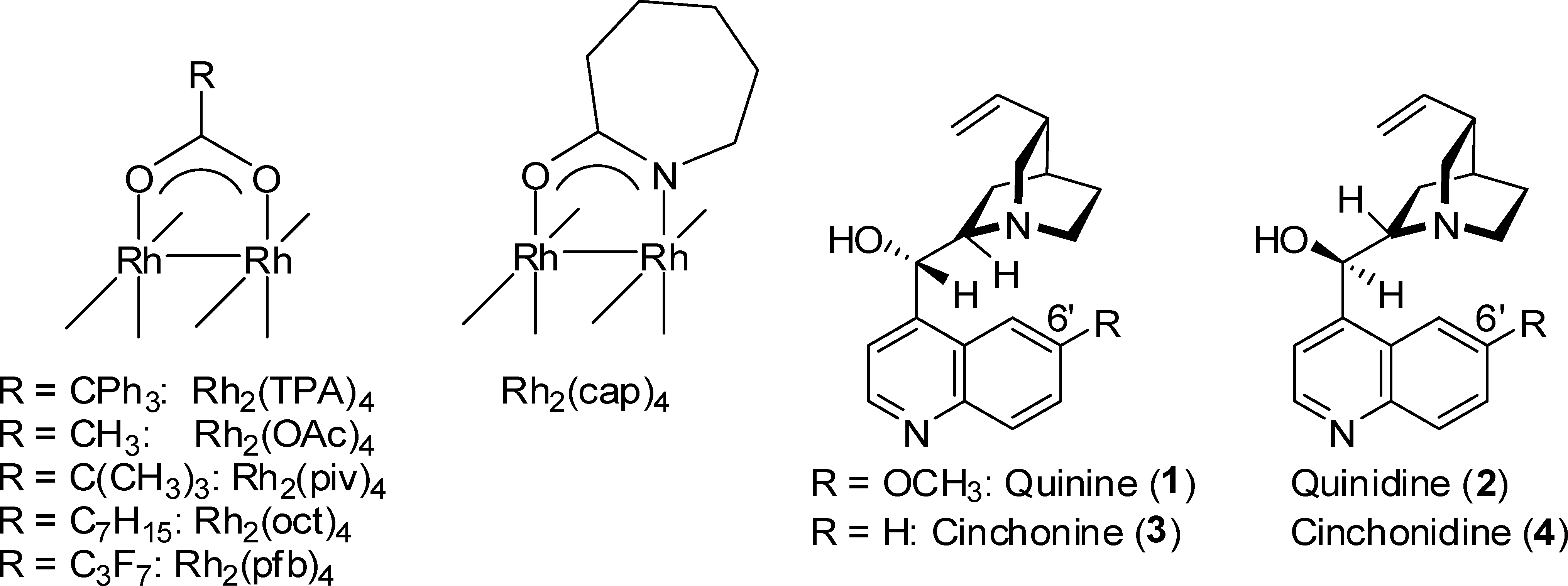 Structures of Rh(II) Complexes and Cinchona Alkaloids