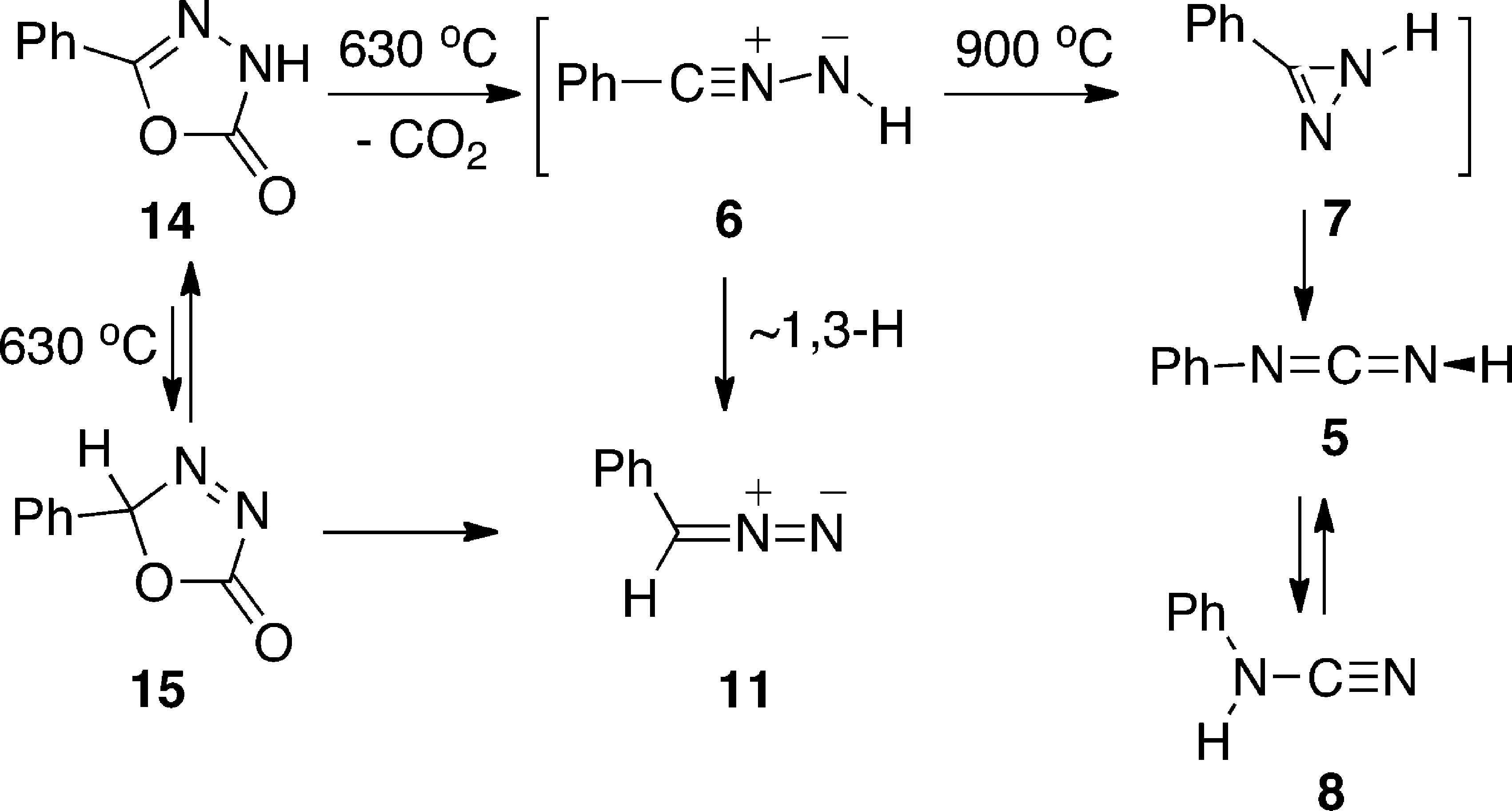 Thermolysis of 5-Phenyl-1,3,4-oxadiazol-2(3H)-one 14
