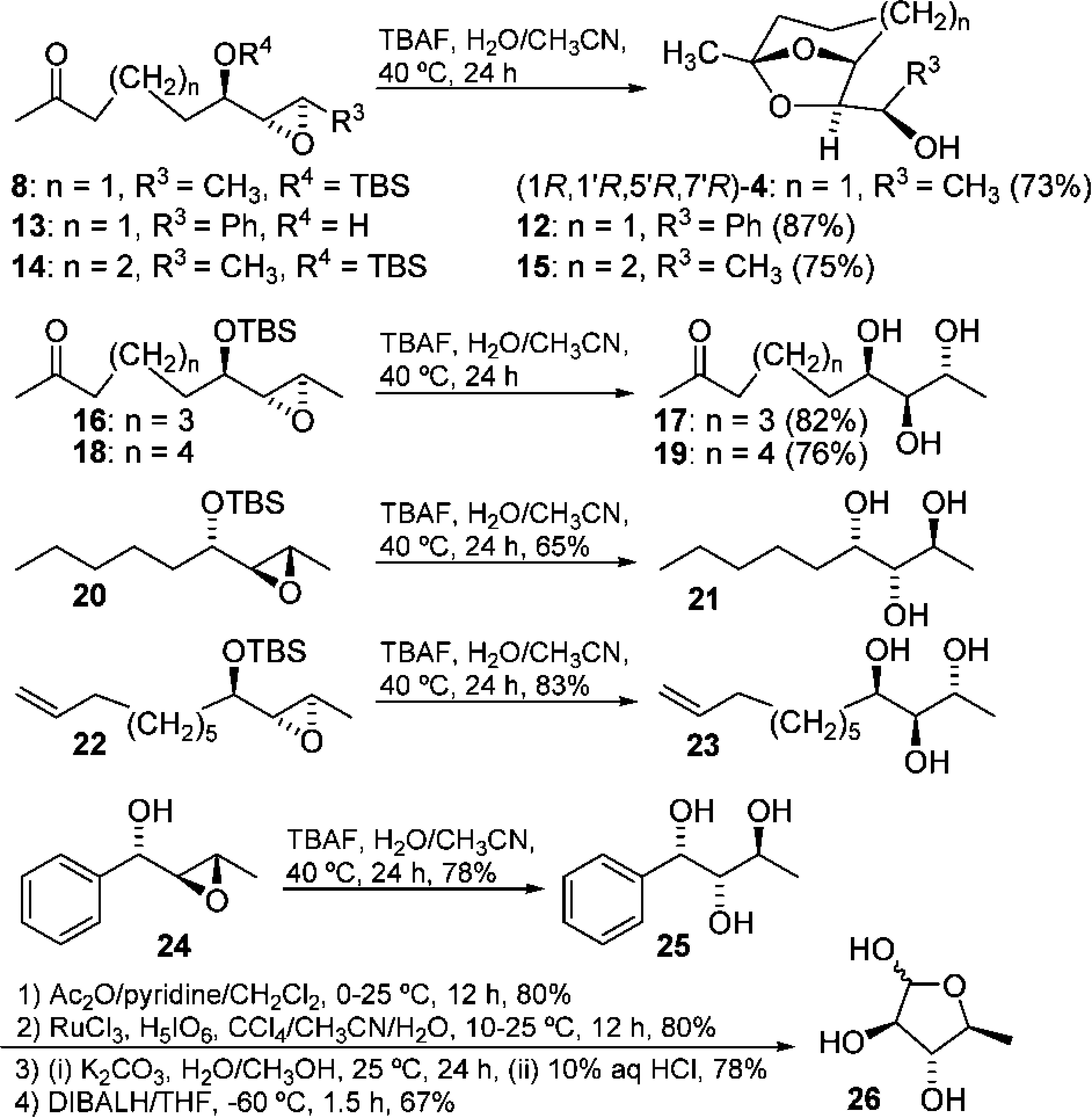 TBAF-Promoted Hydrolysis of a Variety of Epoxyalcohols and Synthesis of 5-Deoxy-L-arabinose