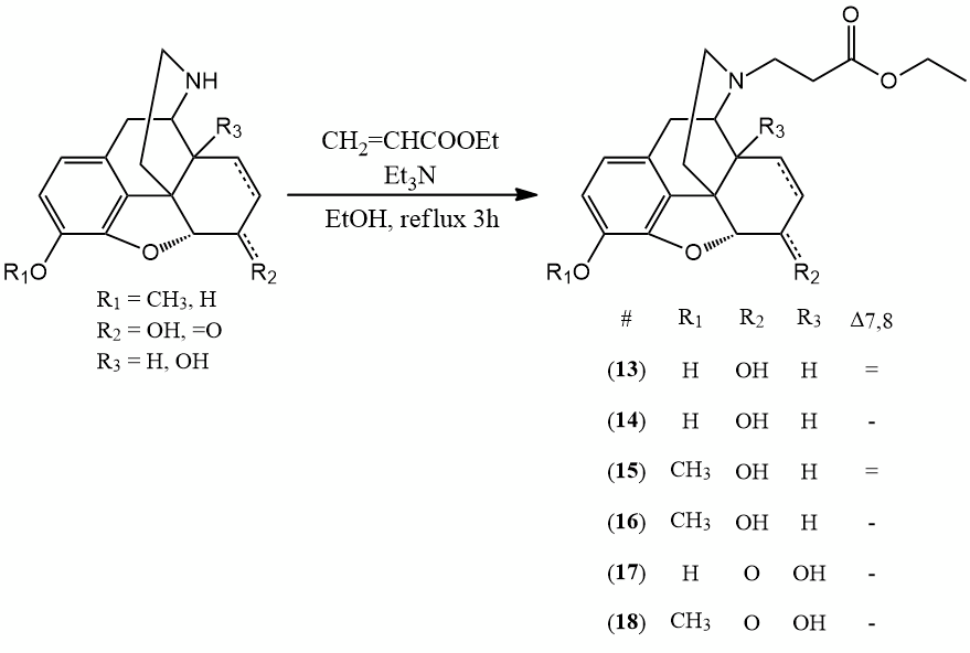 N-alkylation of nor-compounds: ethyl acrylate, triethylamine, ethanol, refl. 3 h.