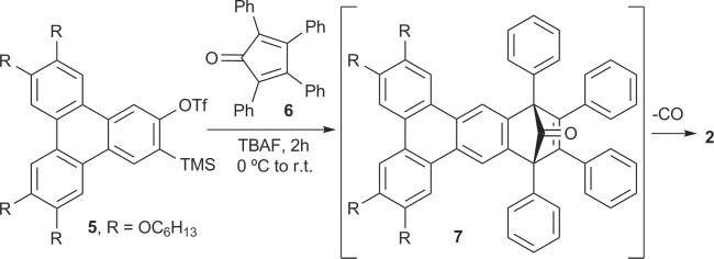 Synthesis of substituted benzo[b]triphenylene 2.