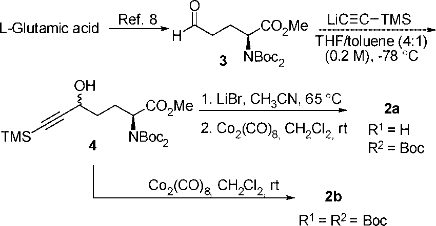 Synthesis of Co2(CO)6-δ-propargylic Alcohols Derived from L-Glutamic Acid