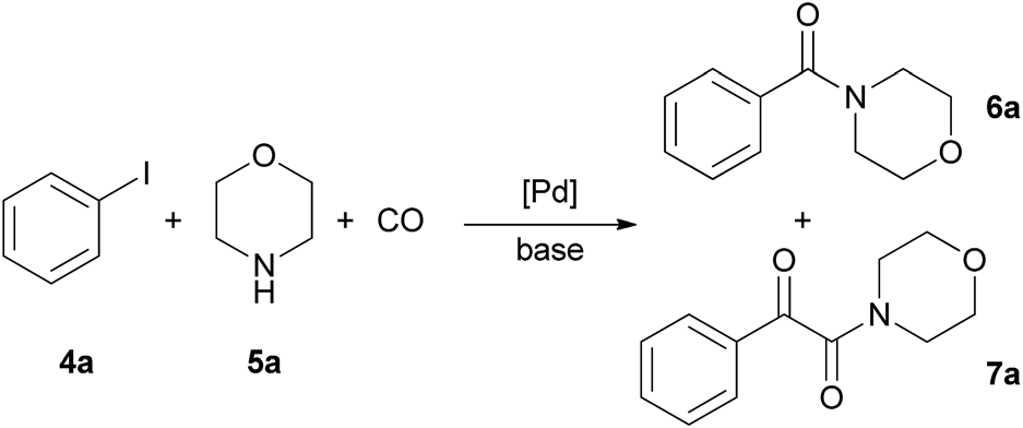 Aminocarbonylation of iodobenzene with morpholine.