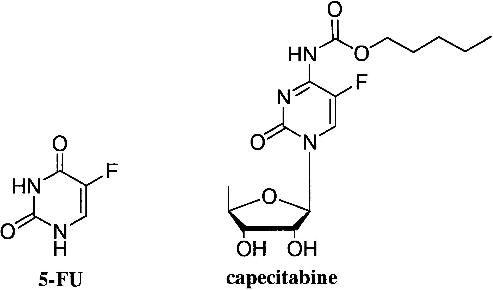 5-fluorouracil (5-FU) and capecitabine.