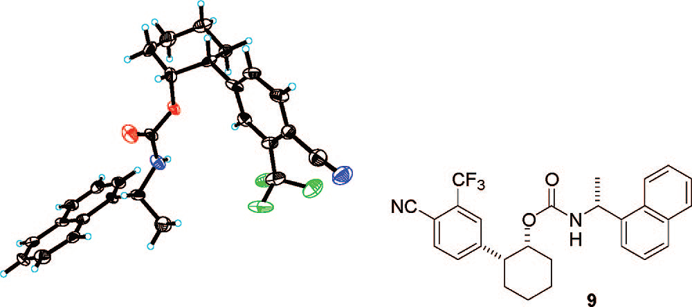 ORTEP plot of carbamate derivative 9.
