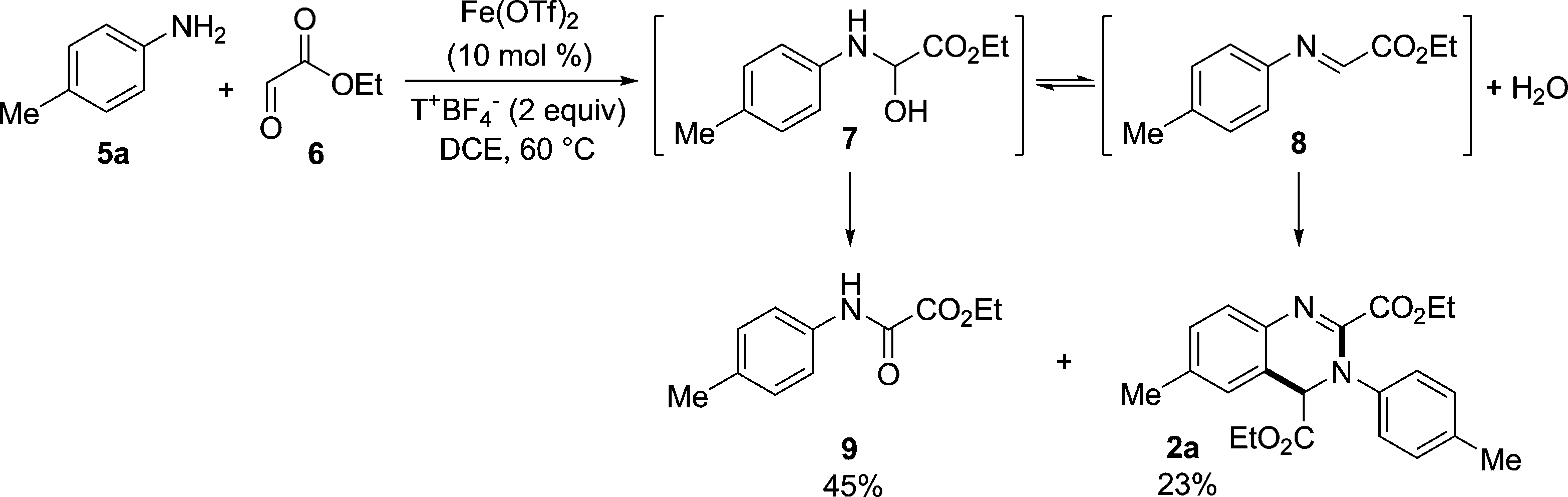 One-Pot Reaction between Aniline 5a and Glyoxalate 6