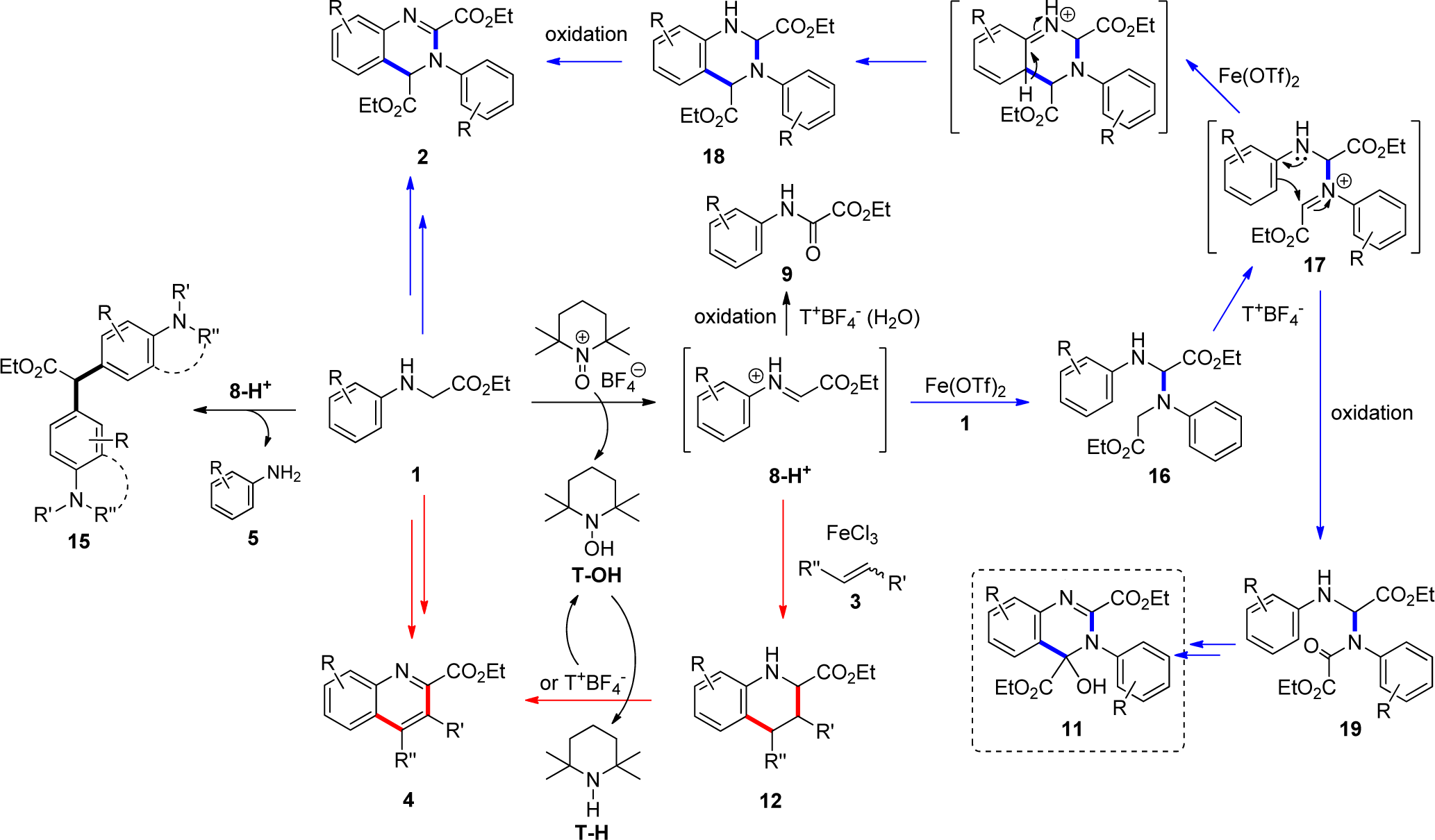 Proposed mechanism for the Synthesis of Dihydroquinazolines, Quinolines, and Diarylmethane Derivatives