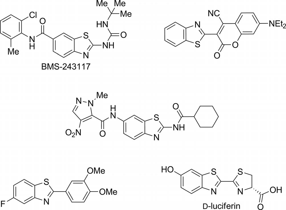 Some biologically important benzothiazole derivatives.