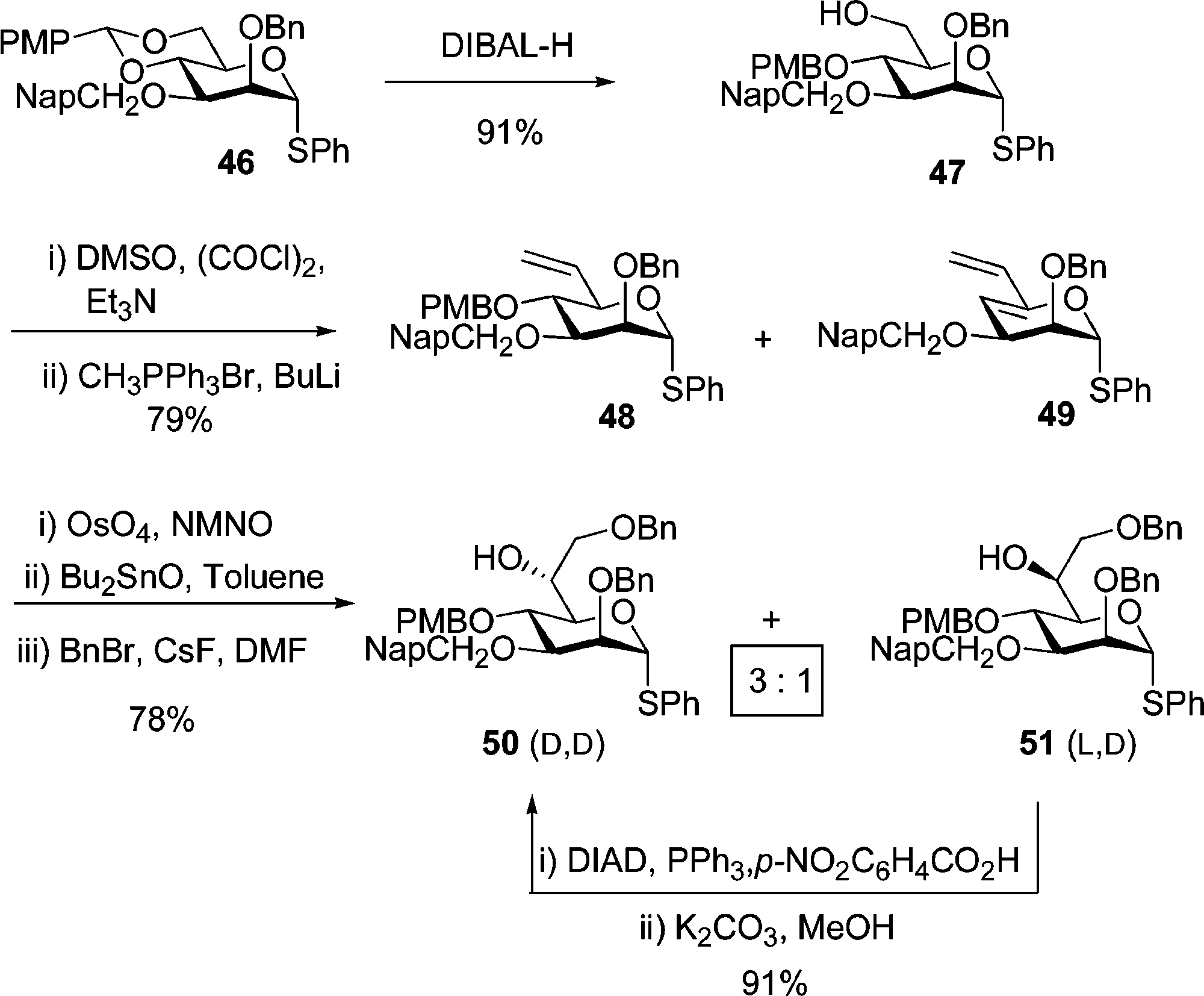 Preparation of Heptoses 50 and 51