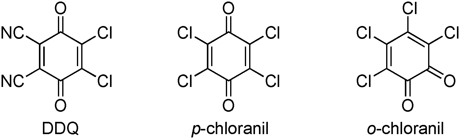 Quinones with high oxidation potential: 2,3-Dichloro-5,6-dicyano-1,4-benzoquinone, p-Chloranil, o-Chloranil