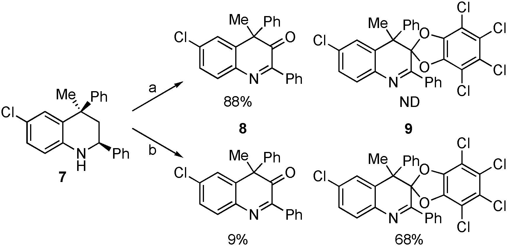 Comparison between a catalytic amount and a stoichiometric amount of o-chloranil in the oxidation of tetrahydroquinoline derivative.