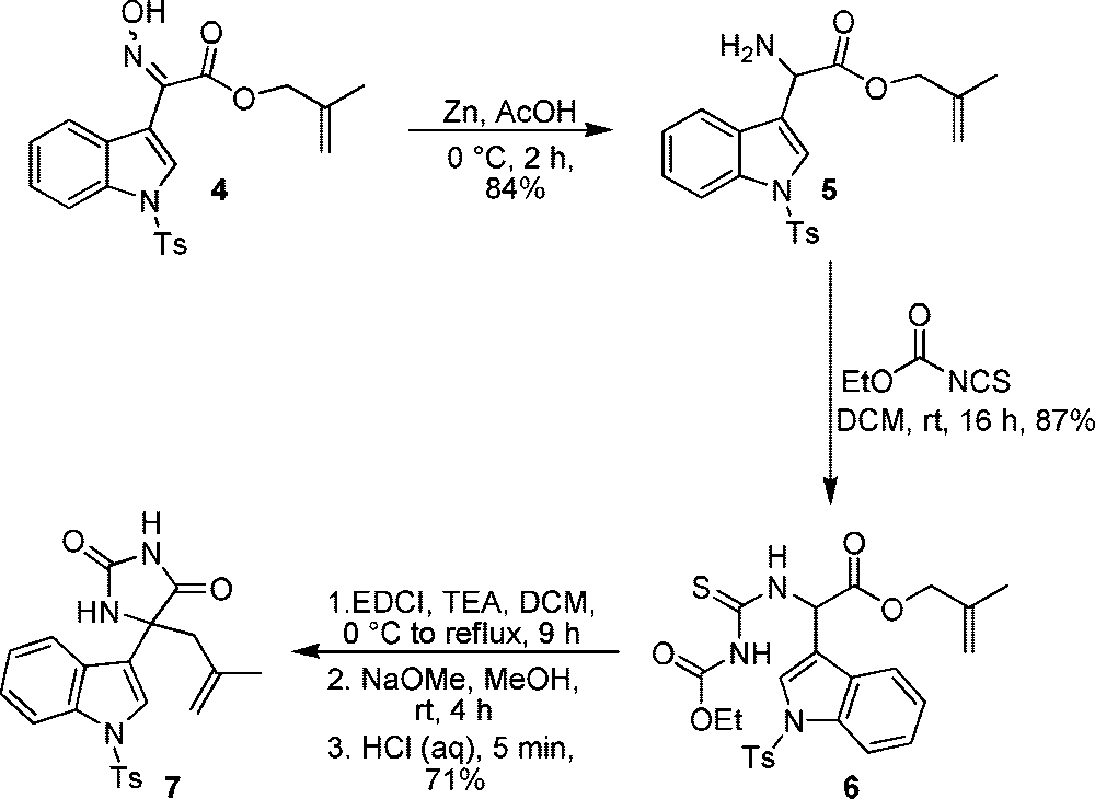 Synthesis of Akaloid (1): Formation of Hydantoin (7)