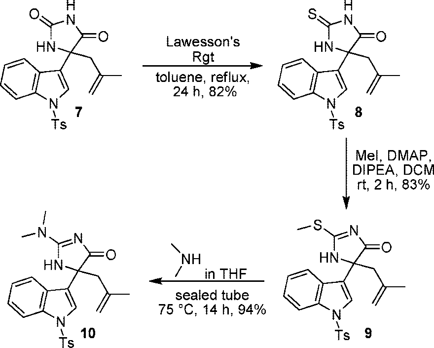 Synthesis of Alkaloid (1): Formation of Imidazolone (10)