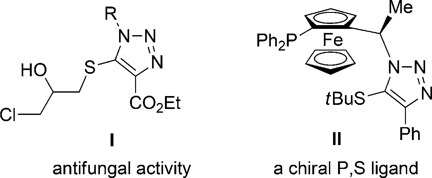 Selected useful 1,2,3-triazoles with a 5-sulfur substituent. 