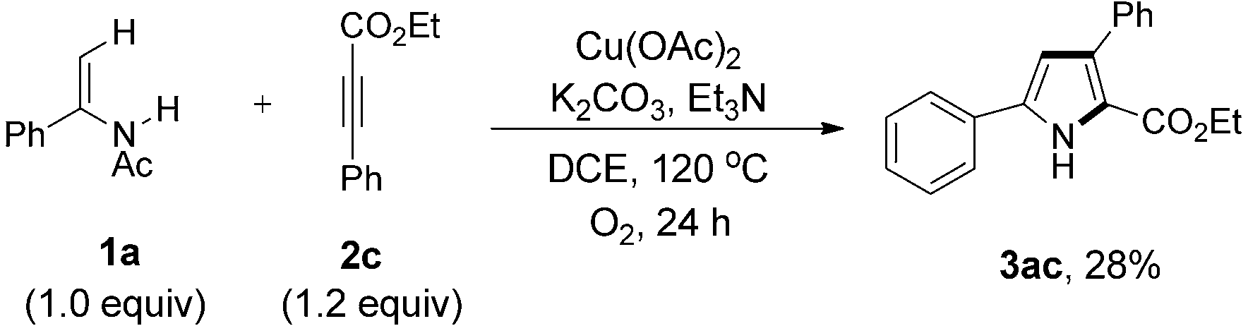 Coupling reaction of enamide 1a with ethyl 3-phenylpropiolate 2c. 