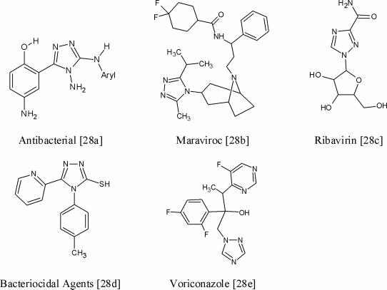 Examples of some bioactive compounds containing 1,2,4-triazole moiety.