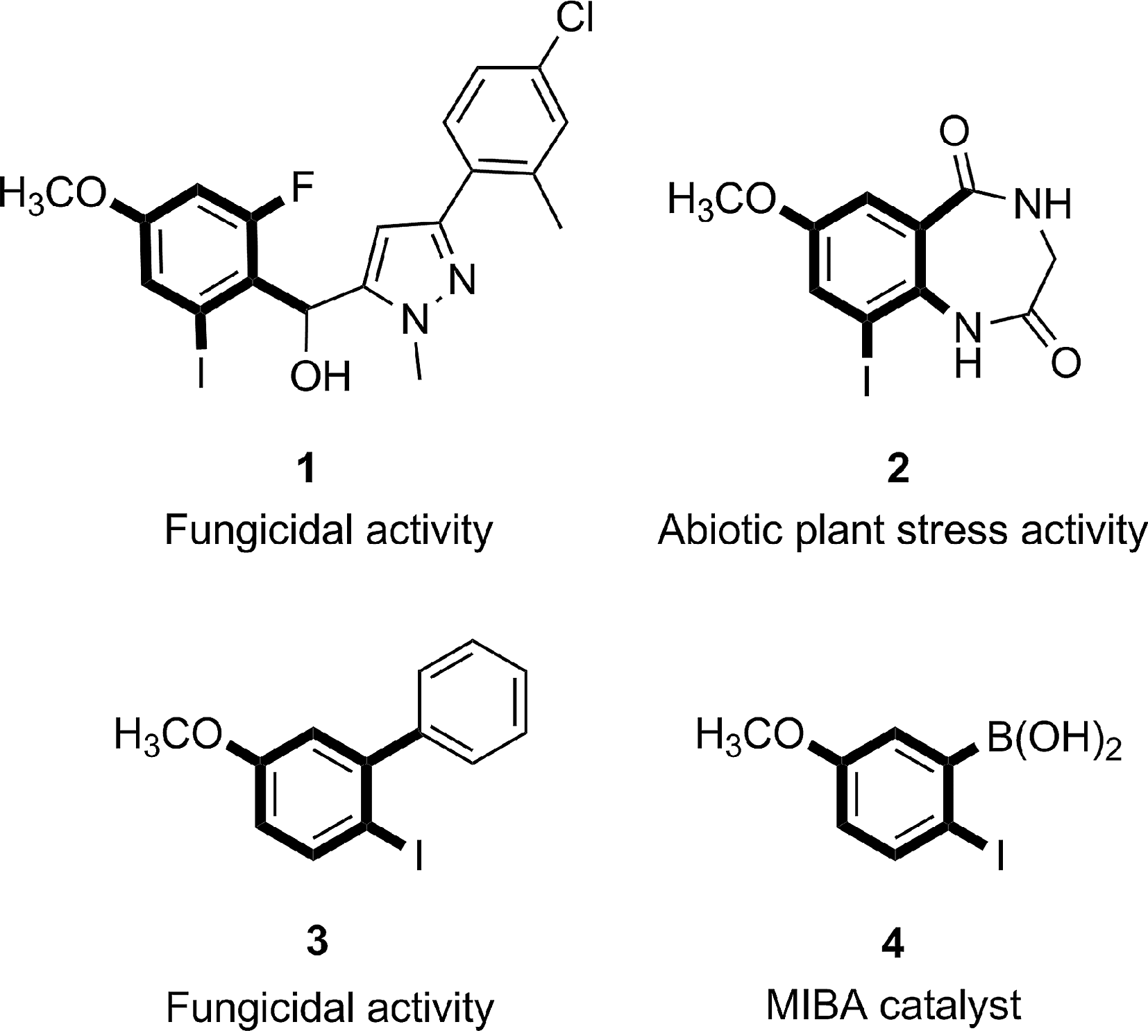 Some important iodinated anisole derivatives in medicine and industry.