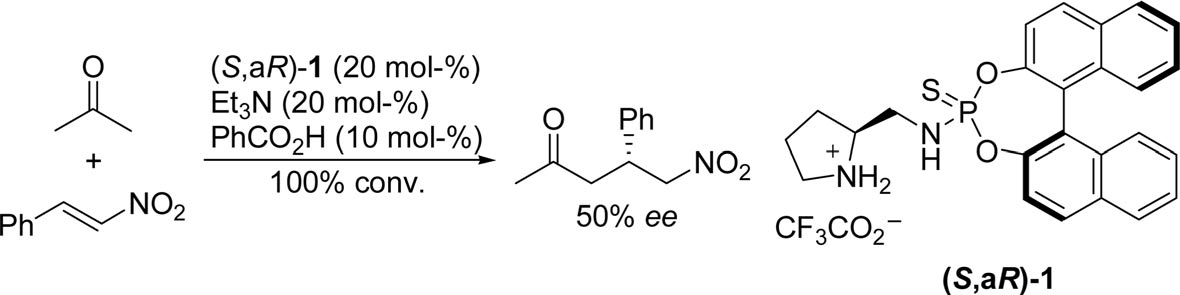(S,aR)-1-catalyzed asymmetric Michael addition of acetone to β-nitrostyrene.