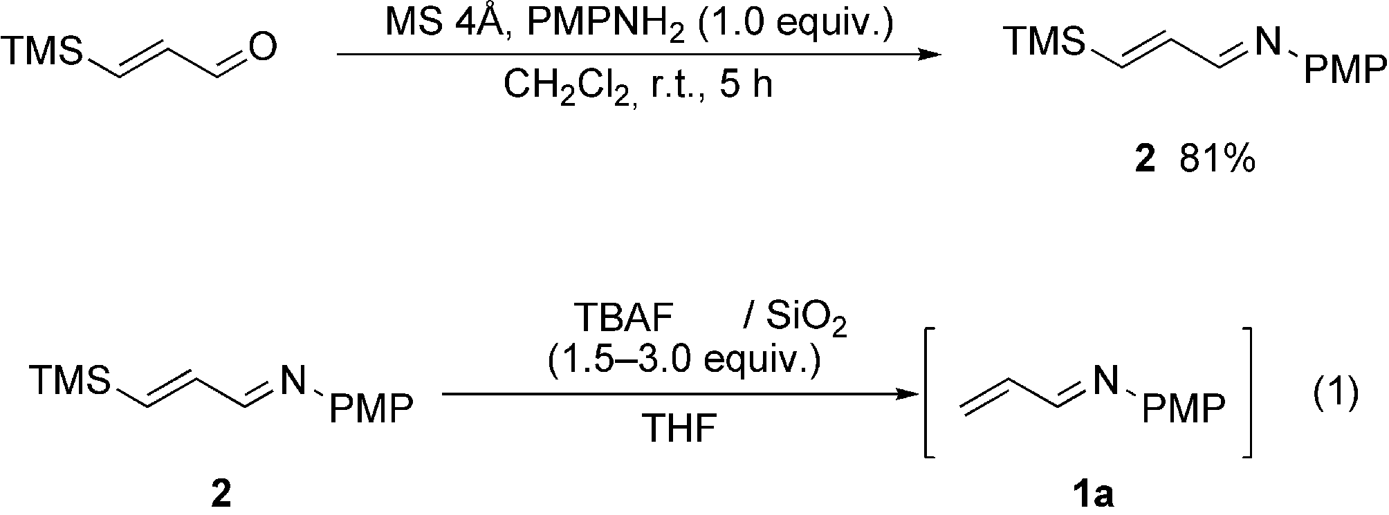Imination of the 3-trimethylsilylated acrolein.