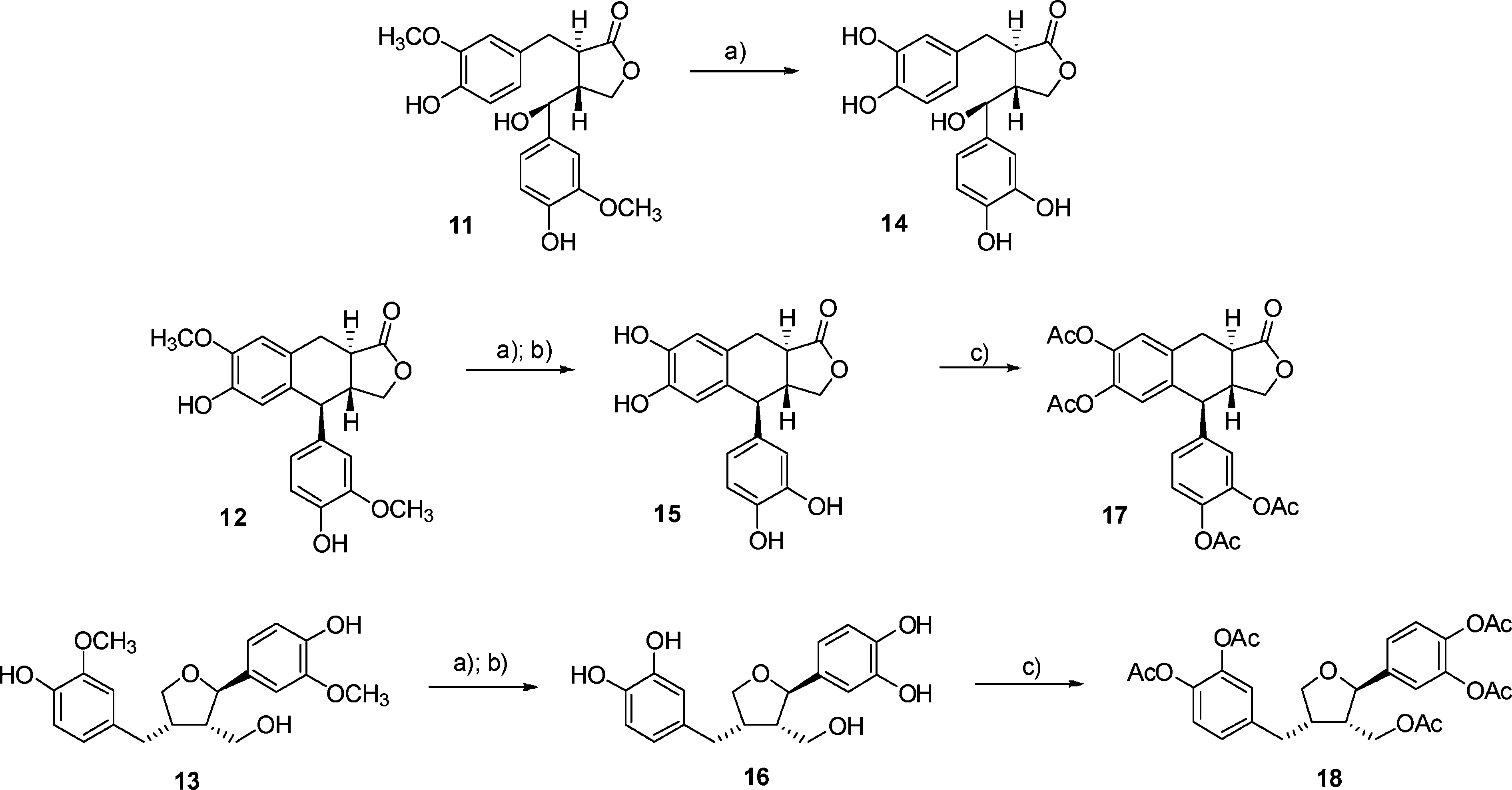 Oxidation of lignans 11–13 by 2-iodoxybenzoic acid (IBX).
