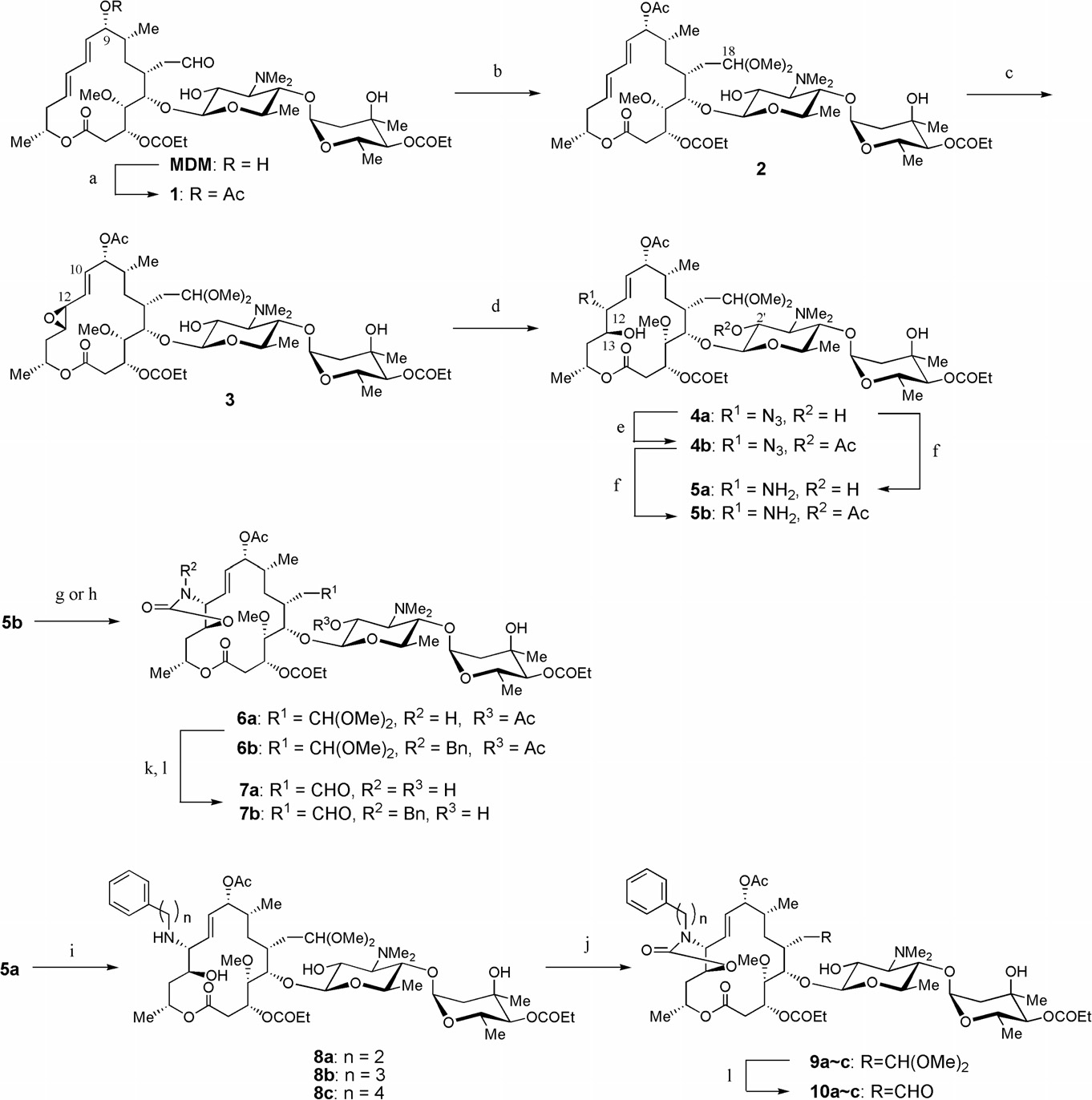 Synthesis of 12,13-cyclic carbamates of MDM (Midecamycin).