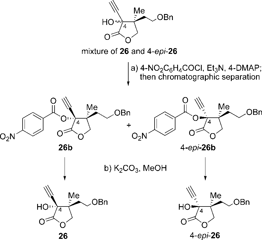 Separation of Propargyl Alcohols 26 and 4-epi-26 (Biyouyanagin Numbering)