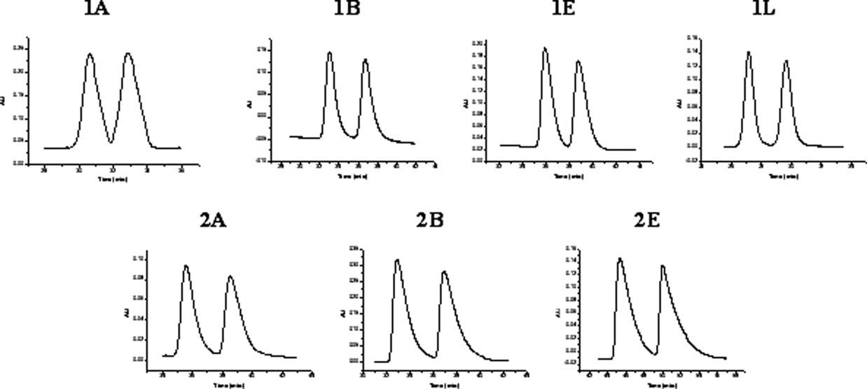 Selected chromatograms of Betti base analogs.