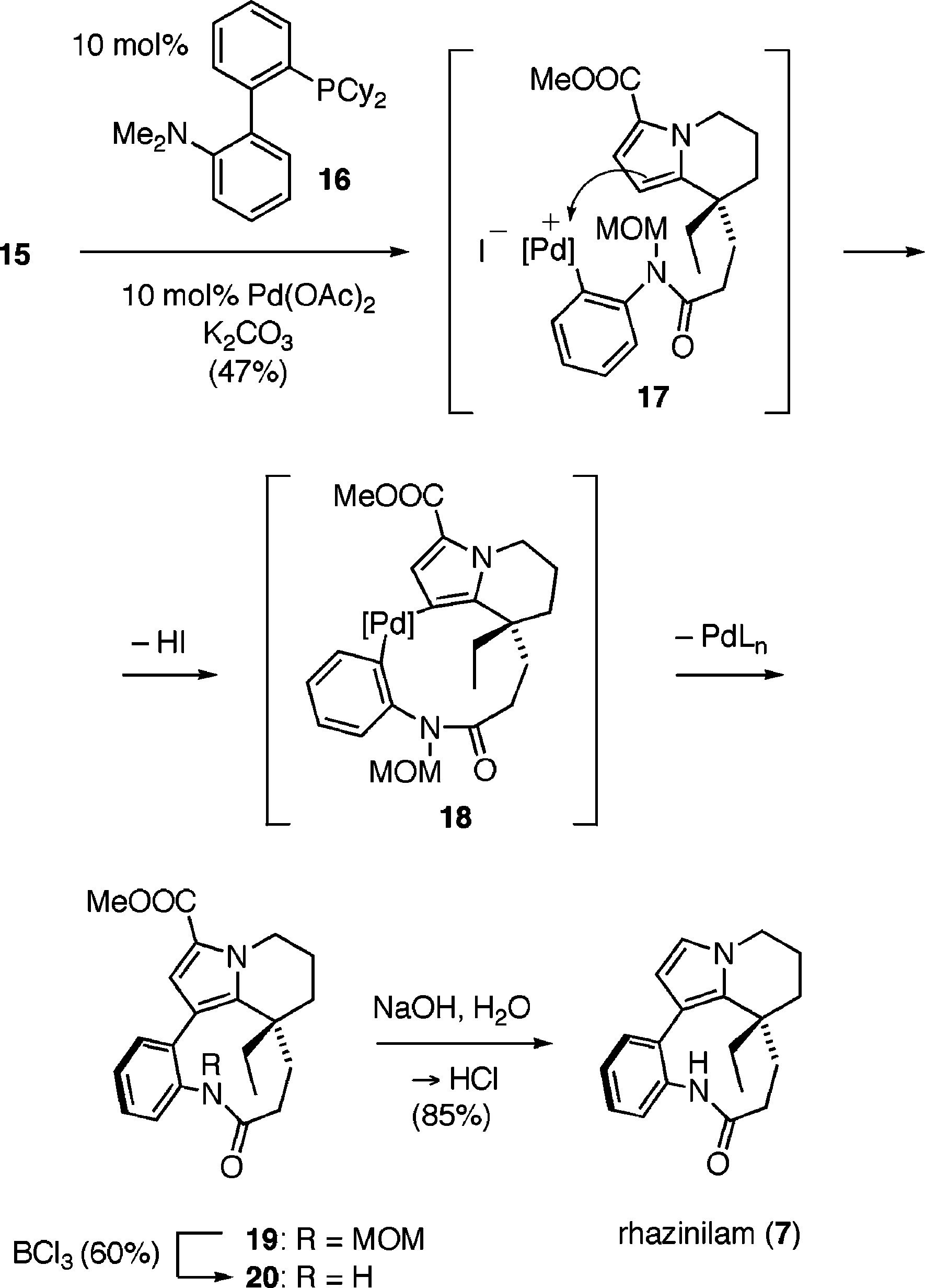 Key Coupling and Total Synthesis of Rhazinilam