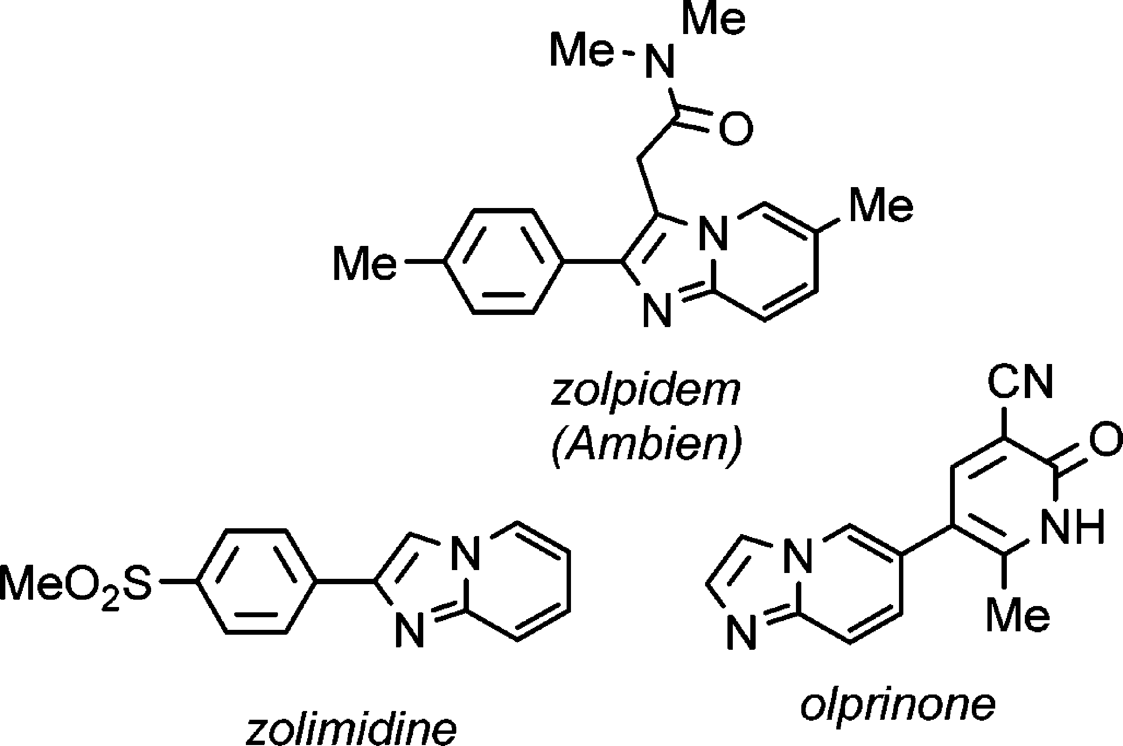 Approved drugs containing imidazo[1,2-a]pyridines: zolpidem, Zolimidine, Olprinone