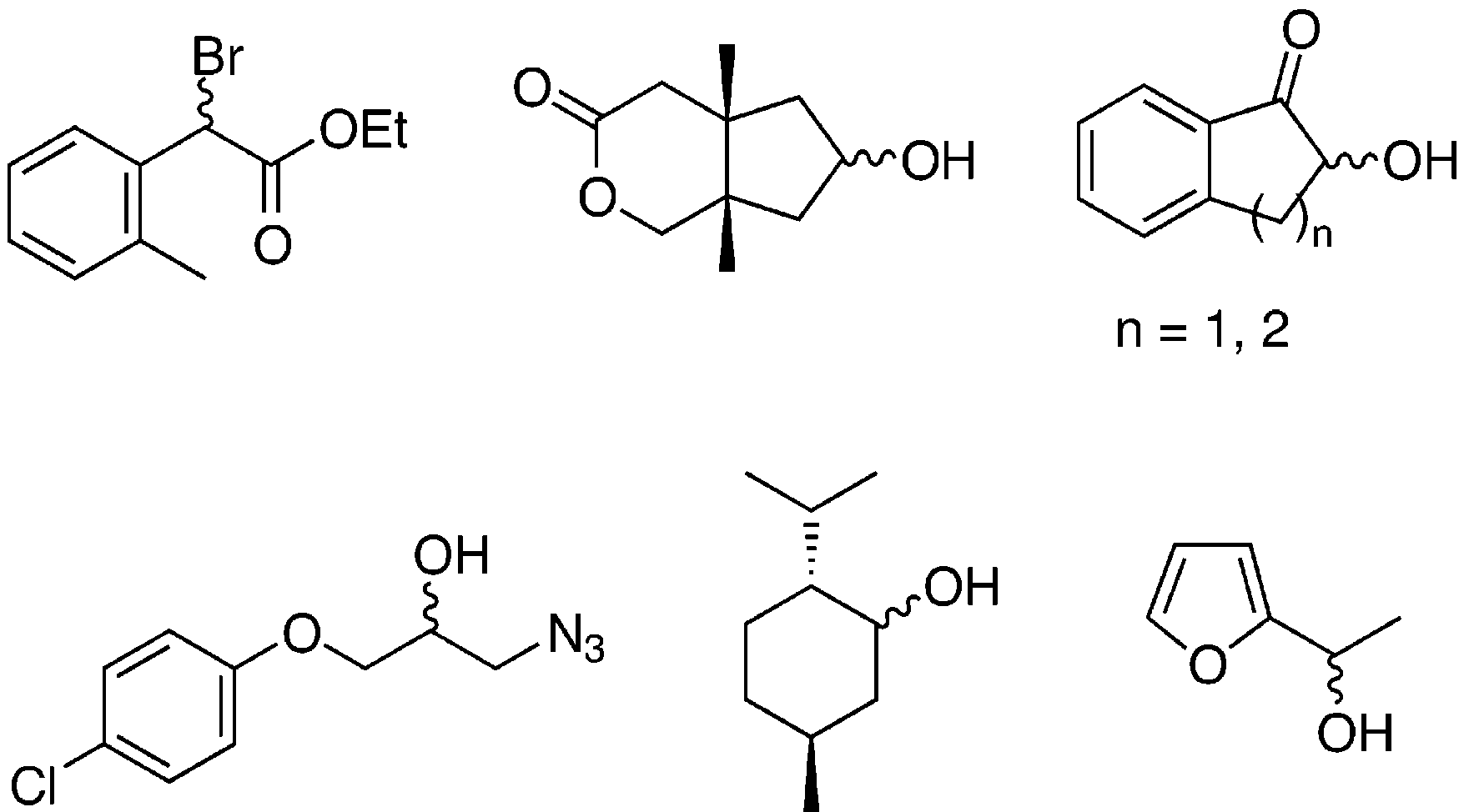 Structures of several substrates for the lipase from Pseudomonas cepacia.