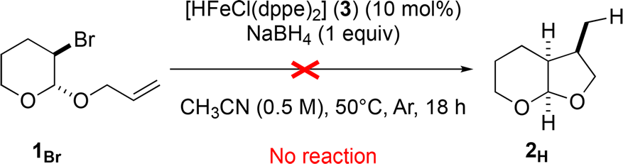 No Reaction of Bromoacetal (1Br) in the Presence of [HFeCl(dppe)2] (3) and NaBH4