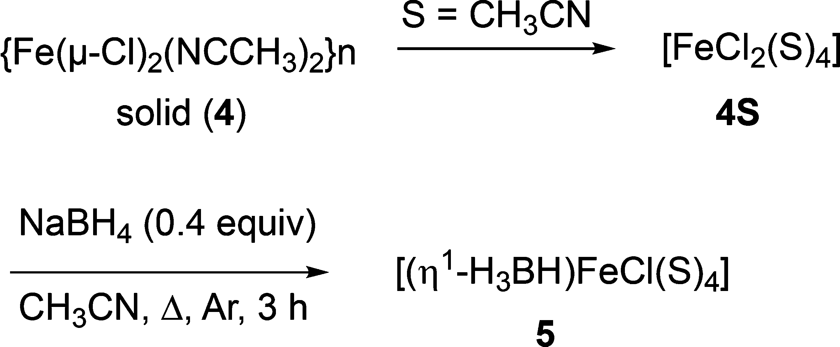 Synthesis of [(η1-H3BH)FeCl(NCCH3)4] (5) by Reaction of NaBH4 with {Fe(μ-Cl)2(NCCH3)2}n in Acetonitrile
