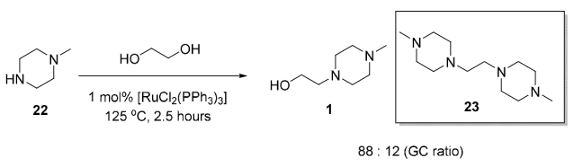 Amination of Piperazine 22 with Ethylene Glycol