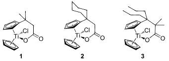 Carboxylates employed as titanocene starting materials for azide-substituted complexes.