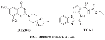 Structures of BTZ043 & TCA1.