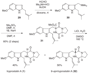 Total synthesis of tryprostatin A (1). 