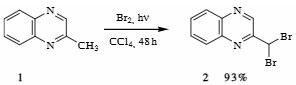 Synthesis of 2,2-dibromomethylquinoxaline 2.