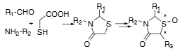 Synthetic scheme for 4-thiazolidinones.